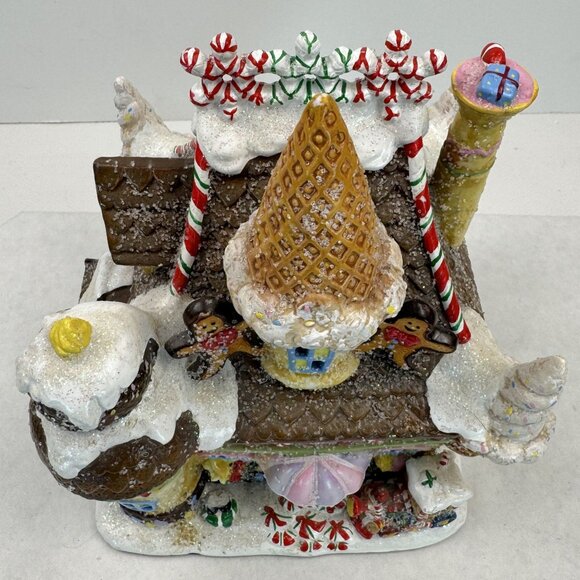Vintage 2004 Fiber Optic Gingerbread House Christmas Village Candy Ice Cream Con - Picture 7 of 16